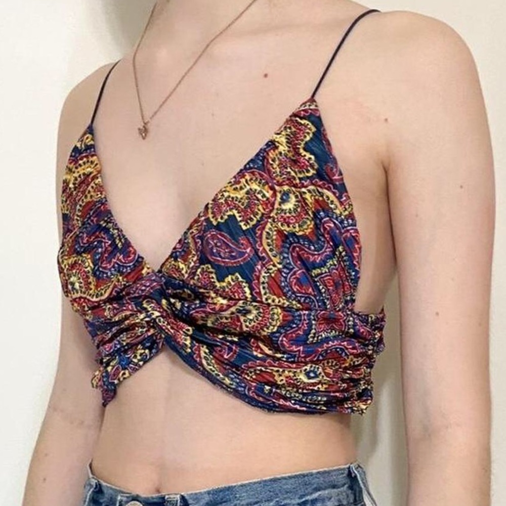 UO Twist Front Accordian Pleat Top